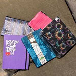 Purple Journal, “Markings” turquoise Journal, Sun Journal w/ 3D look. X2 extras